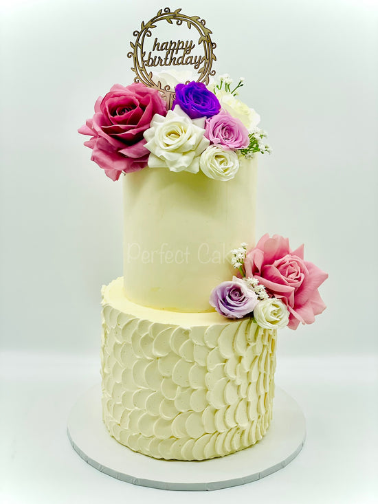 Rose Lilac Charm Birthday Cake for her