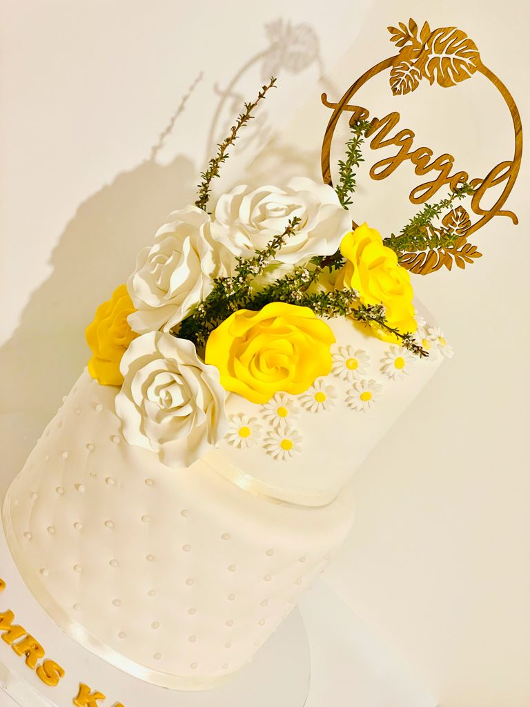 White Pearls Engagement Cake