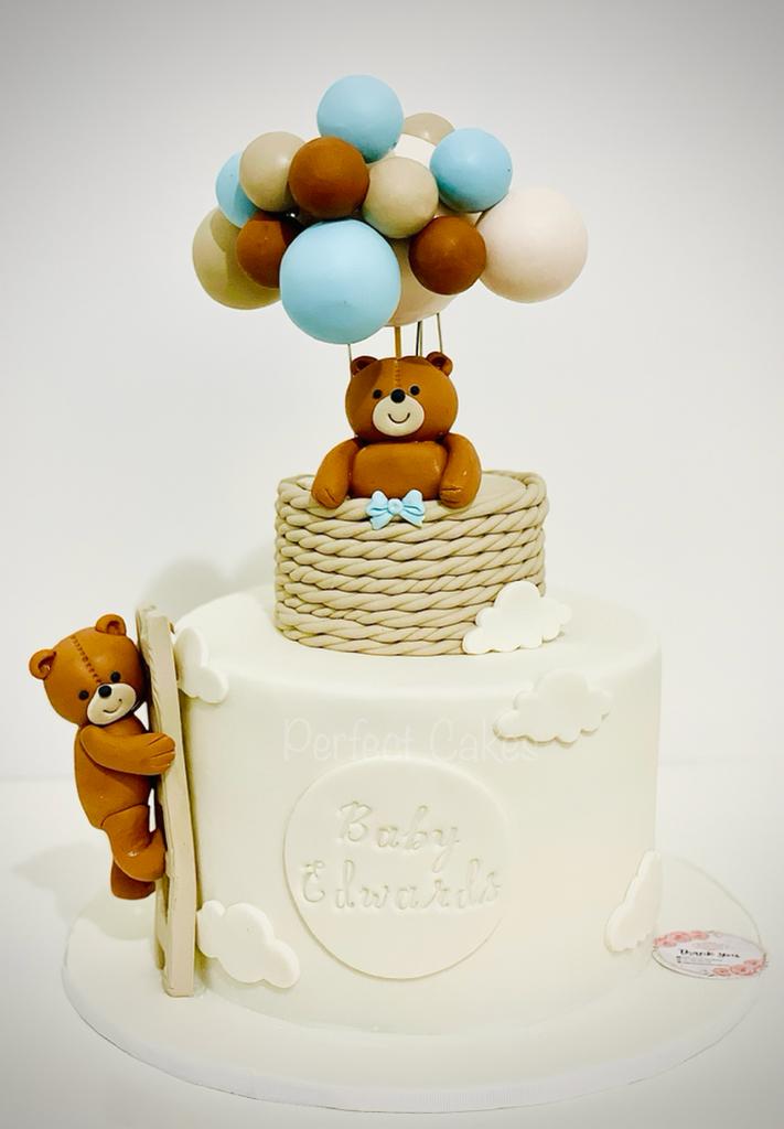Neutral Hot Air Balloon Baby Shower Cake