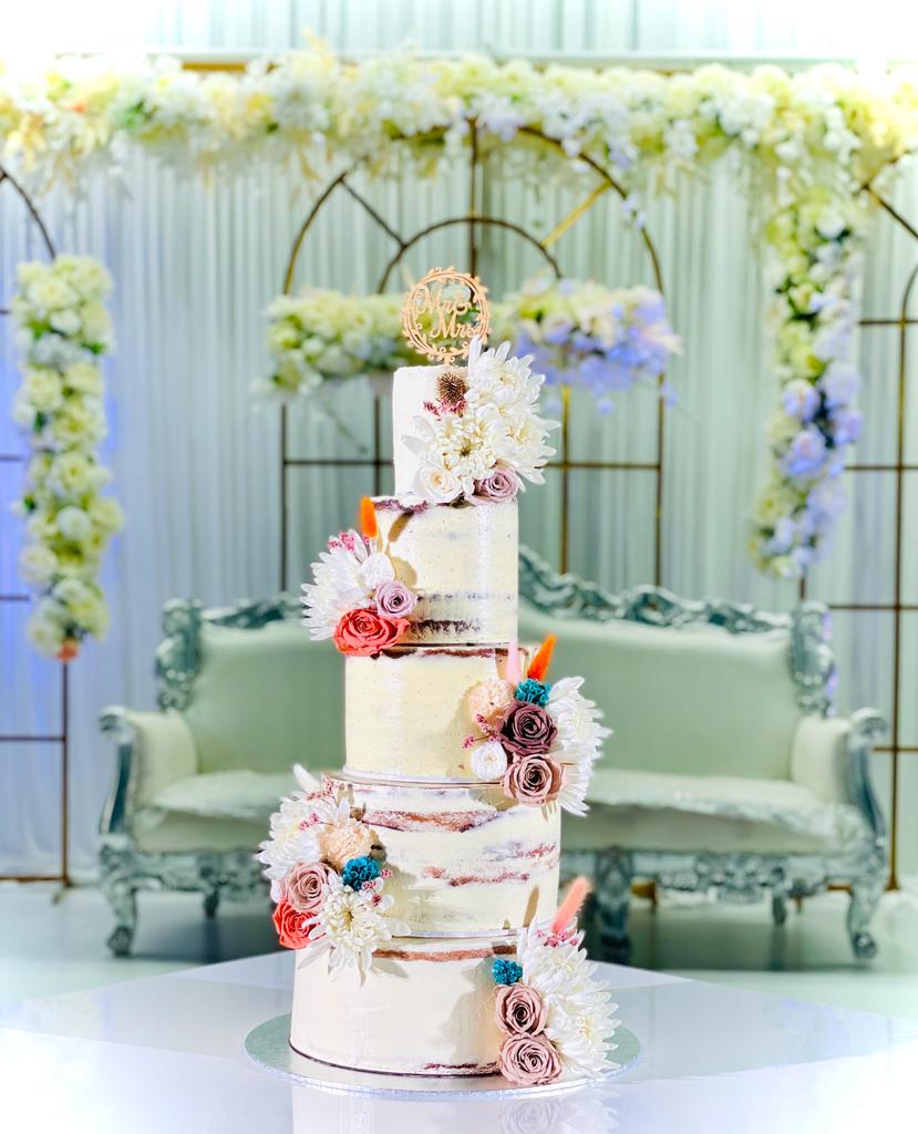 Botanical Naked Wedding Cake