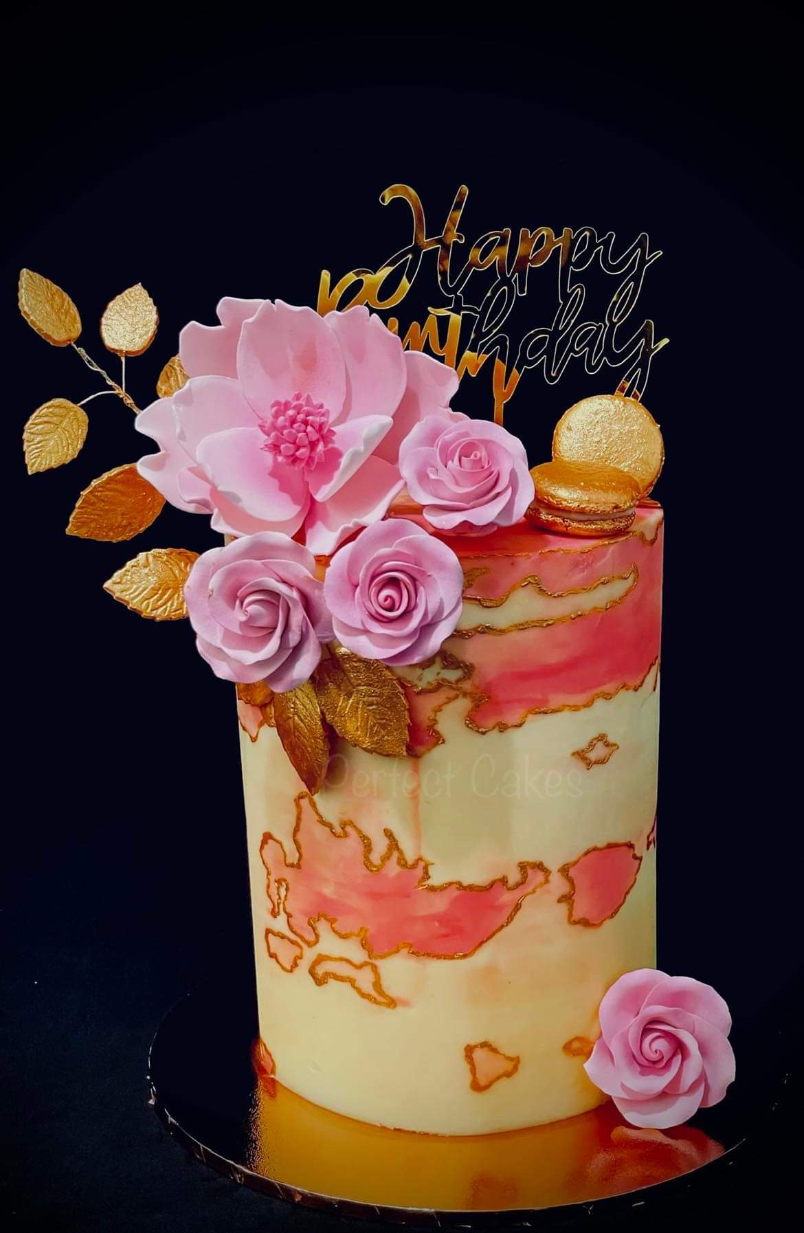 Golden Rose Magnolia Birthday Cake