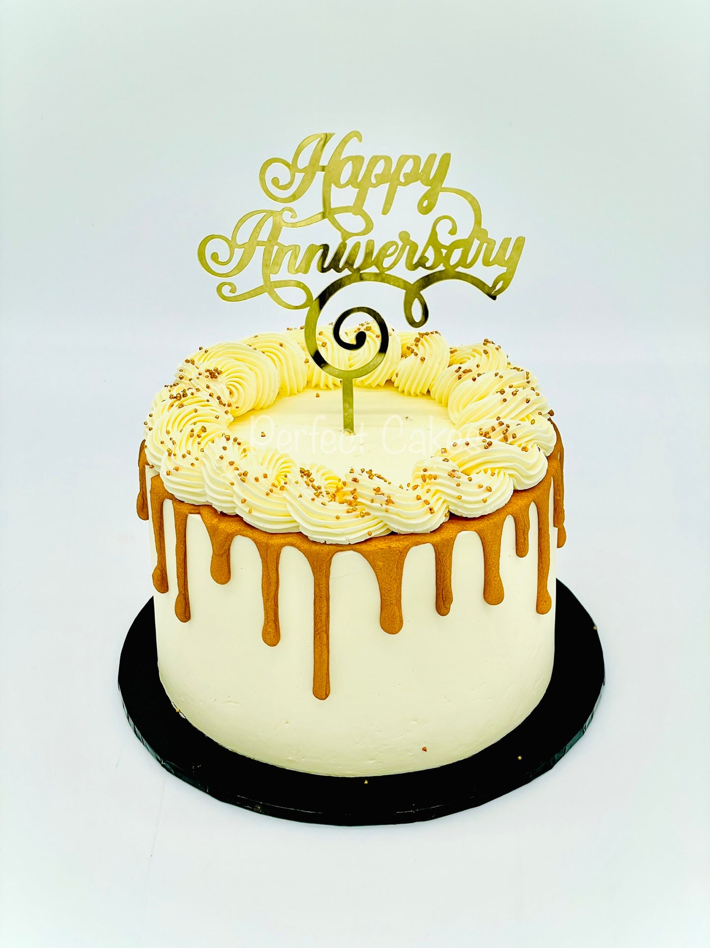 White and Gold Anniversary Cake