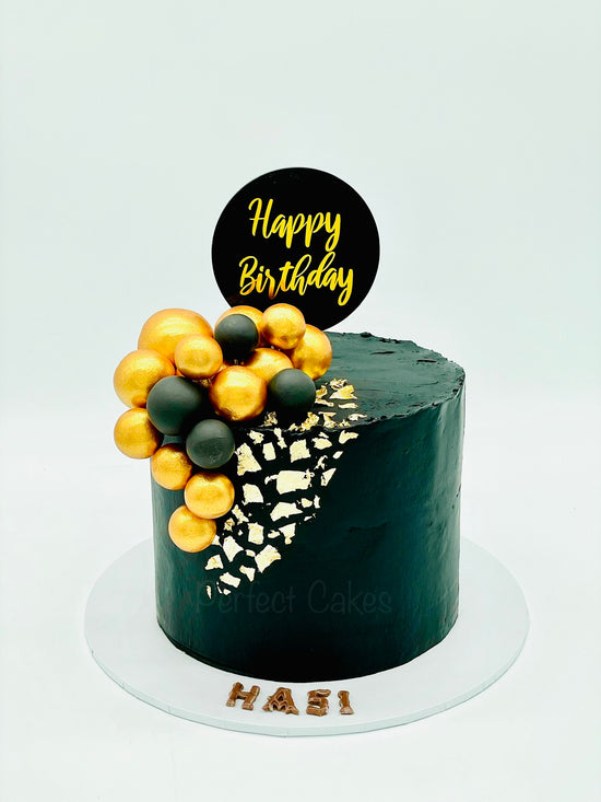 Load image into Gallery viewer, Black and Gold Luxe Cake
