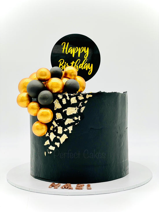 Load image into Gallery viewer, Black and Gold Luxe Cake
