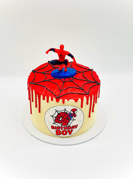 Load image into Gallery viewer, Spiderman drip Cake

