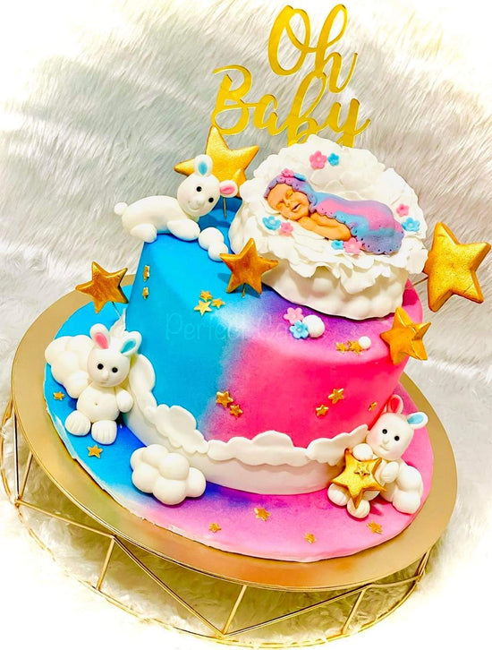 Load image into Gallery viewer, Bunny Baby Shower Cake
