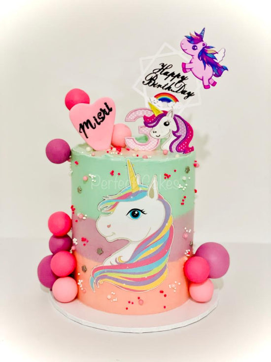Unicorn Birthday Party Cake Topper | Rainbow and Unicorn | Pastel Unic –  Sunshine Parties