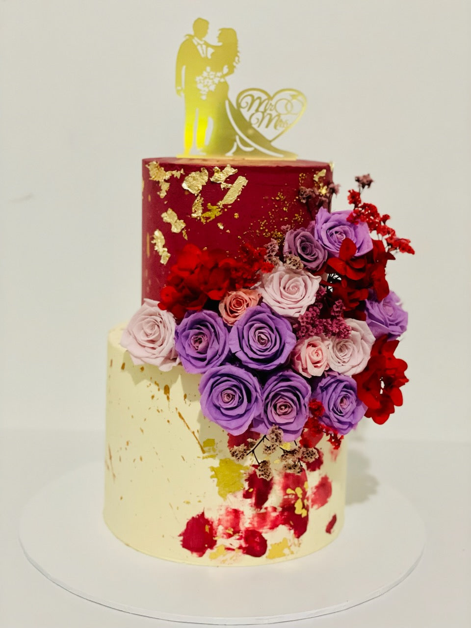 Burgundy Love Wedding Cake