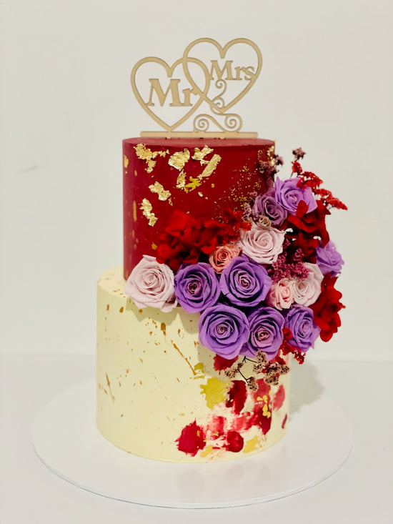 Burgundy Love Wedding Cake
